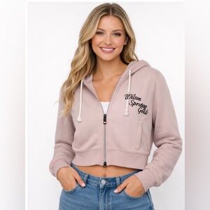 Wilson Women's dusty rose Light Pink Cropped Double zipper Hoodie size Small